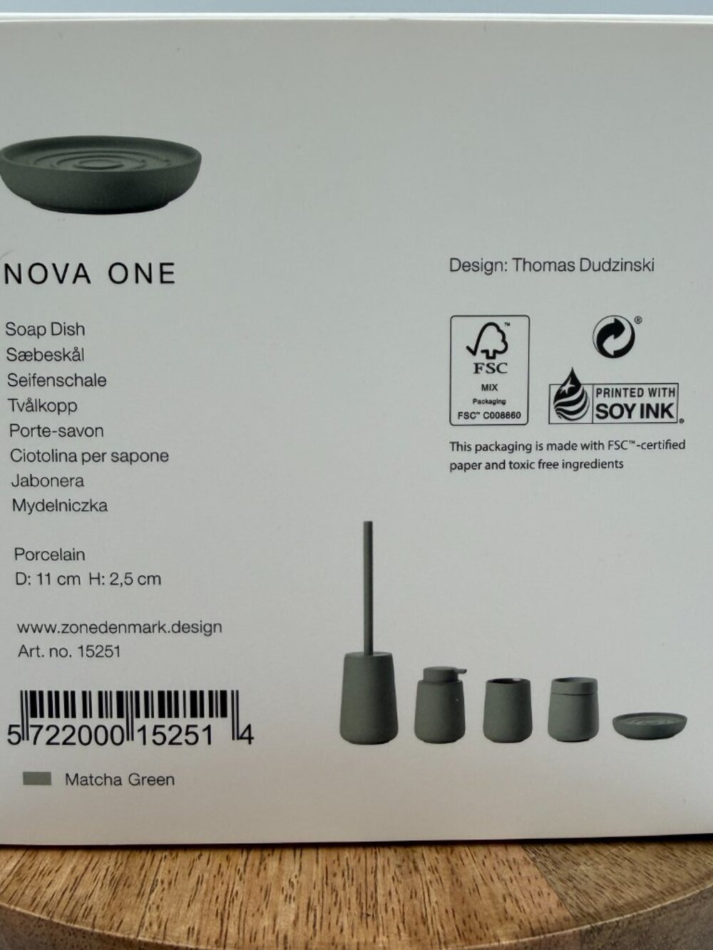 Zone Denmark Nova One Porcelain Soap Dish Matcha Green Minimalist NIB - Picture 4 of 14